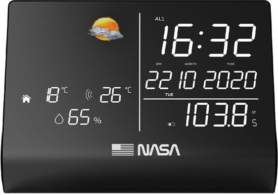 Nasa WSP1300BK Weerstation en Bluetooth-luidspreker, zwart