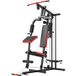 Yumi Icecat Station De Musculation Multifonction Avec Disques Libres, Banc Ajustable Amovible, Cadre 136x107x205cm, Salle De Sport À Domicile, Noir Et Rouge