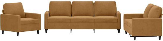 vidaXL 3-delige Loungeset met kussens fluweel bruin