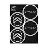 Citroen Sticker voor wieldoppen, officieel logo 4, 48 mm, zwart