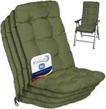 Beautissu Flair HL Stoelkussen Set 4x Hoge Rugleuning 120x50x8 cm Olijfgroen – Tuinstoelkussen