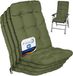 Beautissu Flair HL Stoelkussen Set 4x Hoge Rugleuning 120x50x8 cm Olijfgroen – Tuinstoelkussen