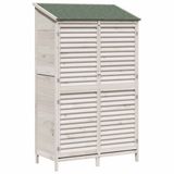 vidaXL Tuinschuur met plat dak wit 106 x 56 x 176,5 cm massief vurenhout