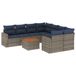 vidaXL 9-delige Loungeset met kussens, poly rattan, grijs