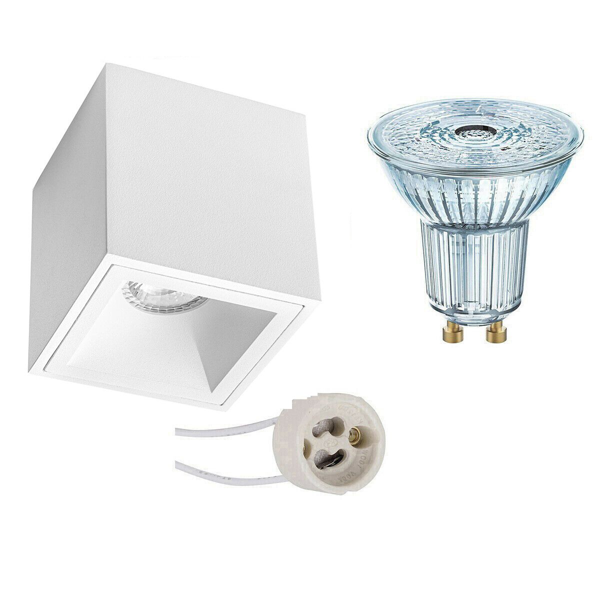 Osram Opbouwspot Set - Parathom PAR16 - GU10 - Dimbaar - Vierkant - Wit - 3.7W - 4000K