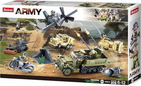 Sluban Army WWII The Battle bouwspeelgoed – Constructiespeelgoed modelbouw – bouwdoos met 551 bouwstenen – M38-B0812 vanaf 6 jaar