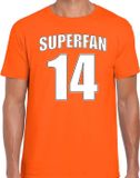 Bellatio Decorations Shoppartners Bv Oranje t-shirt voor heren - Superfan nummer 14 - Nederland supporter - EK/ WK shirt / outfit XL