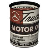 Nostalgic-Art Daimler Truck Retro Spaarpot 600 ml - Motor Oil - cadeau-idee voor vrachtwagenchauffeurs vintage metalen spaarpot