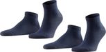 FALKE Happy 2-Pack kort eenkleurig katoen multipack sneakersokken enkelsokken heren blauw - maat 47-50