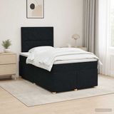 vidaXL Boxspringbed met matras, zwart, 120 x 190 cm, gestoffeerd