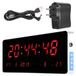 Horloge numérique LED, affichage de la température, horloge murale, prise UE, USB