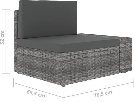 vidaXL 6-delige Loungeset met kussens poly rattan grijs