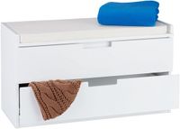 Merkloos Relaxdays halbank met 2 lades - met kussen - 45 x 80 x 36 cm - schoenenbank - wit