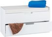 Merkloos Relaxdays halbank met 2 lades - met kussen - 45 x 80 x 36 cm - schoenenbank - wit