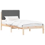 vidaXL - Bedframe - met - Gevoerde - Hoofdbord - Donkergrijs - 90 - x - 200 - cm