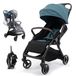 Sekey kinderbuggy, reiswagentje voor kinderen tot 22 kg, verstelbare rugleuning, regenbescherming en kijkvenster, opvouwbaar met één hand, zwart en blauw