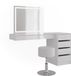 Vicco Kaptafel set met kruk Sherry, Wit, 140.2 cm met LED-spiegel, kruk en ladekast