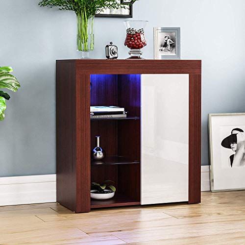 Vida Designs Azura LED Sideboard - Walnut & White - RGB