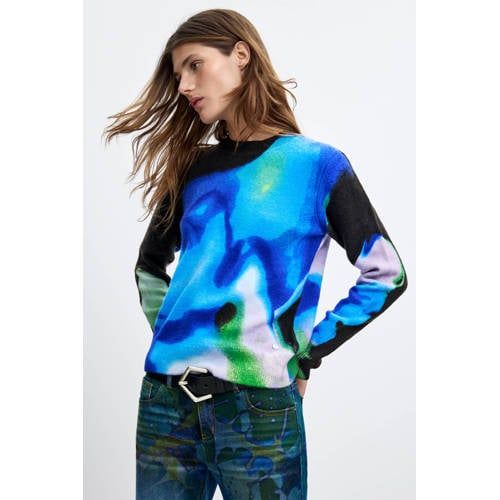 Desigual pullover met print - blauw