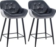 CLP Gibson 76 Set van 2 barkrukken - Met armleuning - Met rugleuning - Fluweel - Velvet - donkergrijs