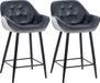CLP Gibson 76 Set van 2 barkrukken - Met armleuning - Met rugleuning - Fluweel - Velvet - donkergrijs