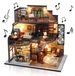 Merkloos Poppenhuis - Miniatuur poppenhuis bouwpakket - Vintage loft appartement - LED-verlichting