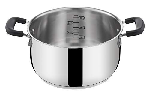 Lagostina Praktische steelpan met 2 inductiekrepen - 18 cm - grijs - staal 18/10