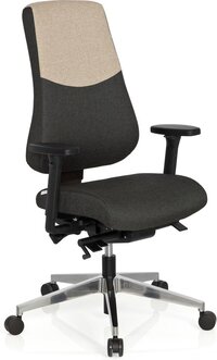 HJH OFFICE Pro-Tec 600 - Bureaustoel - Stof -Donkergrijs / beige Moderne bureaustoel