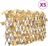 vidaXL Kunstplant esdoornblad latwerk 5st uittrekbaar 180x60 cm oranje