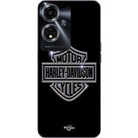 Harley Davidson Hoesje Oppo A59 5G logo motor sycles grijs front zwart Maniacase