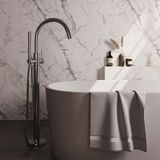 Brauer Brushed Carving Vrijstaande Vrijstaand Badmengkraan - met Staaf Handdouche - Doucheslang - Rvs Geborsteld Pvd