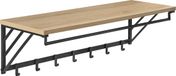 ACAZA Kapstok - Wandkapstok - Kapstok Hangend - 90 x 30 x 26.2 cm - 7 Haken met Plank en Kledingstang - Lichte eik