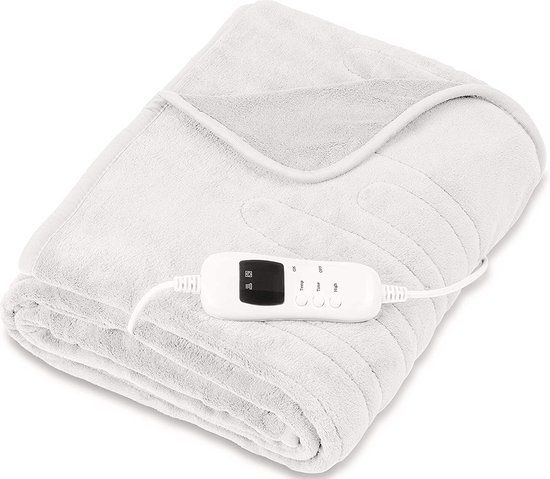 Sinnlein® Elektrische Deken - Fleece - 160x120cm - Crème - 9 Warmtestanden - Timer - Digitaal Display