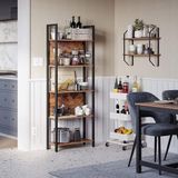 Vasagle Bobbel Home Industriële Boekenkast Vrijstaand Met 6 Planken Vintage Bruin-Zwart 128 × 24 × 187 cm