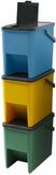 Kitchen Move Bergen Set van 4 stapelbare vuilnisemmers 20 l voor recycling - Bergen 80 l afvalscheiding van kunststof, kleuren geel, blauw, groen en grijs