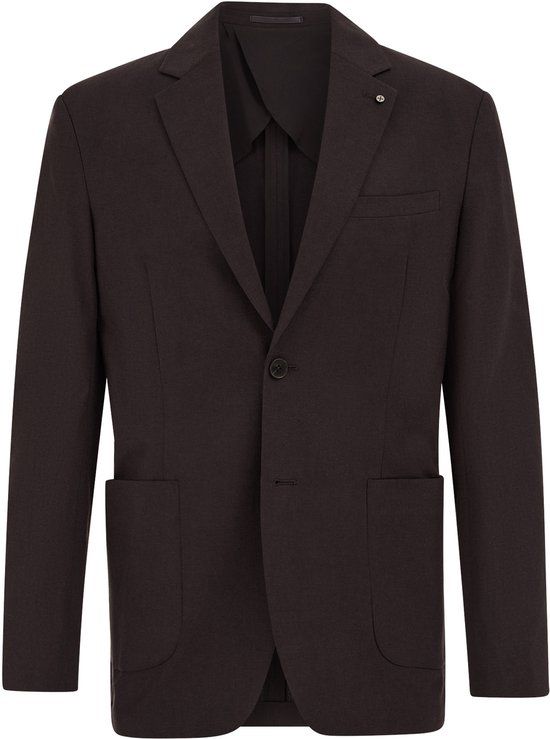 WE Fashion Heren regular fit blazer van linnenmix - Dark brown - Maat 54