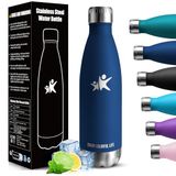 HoneyHolly Drinkfles van roestvrij staal, 750 ml, thermosfles, BPA-vrij, lekvrij, waterfles, geschikt voor koolzuurhoudende dranken, thermosfles voor fitness, gym, fiets