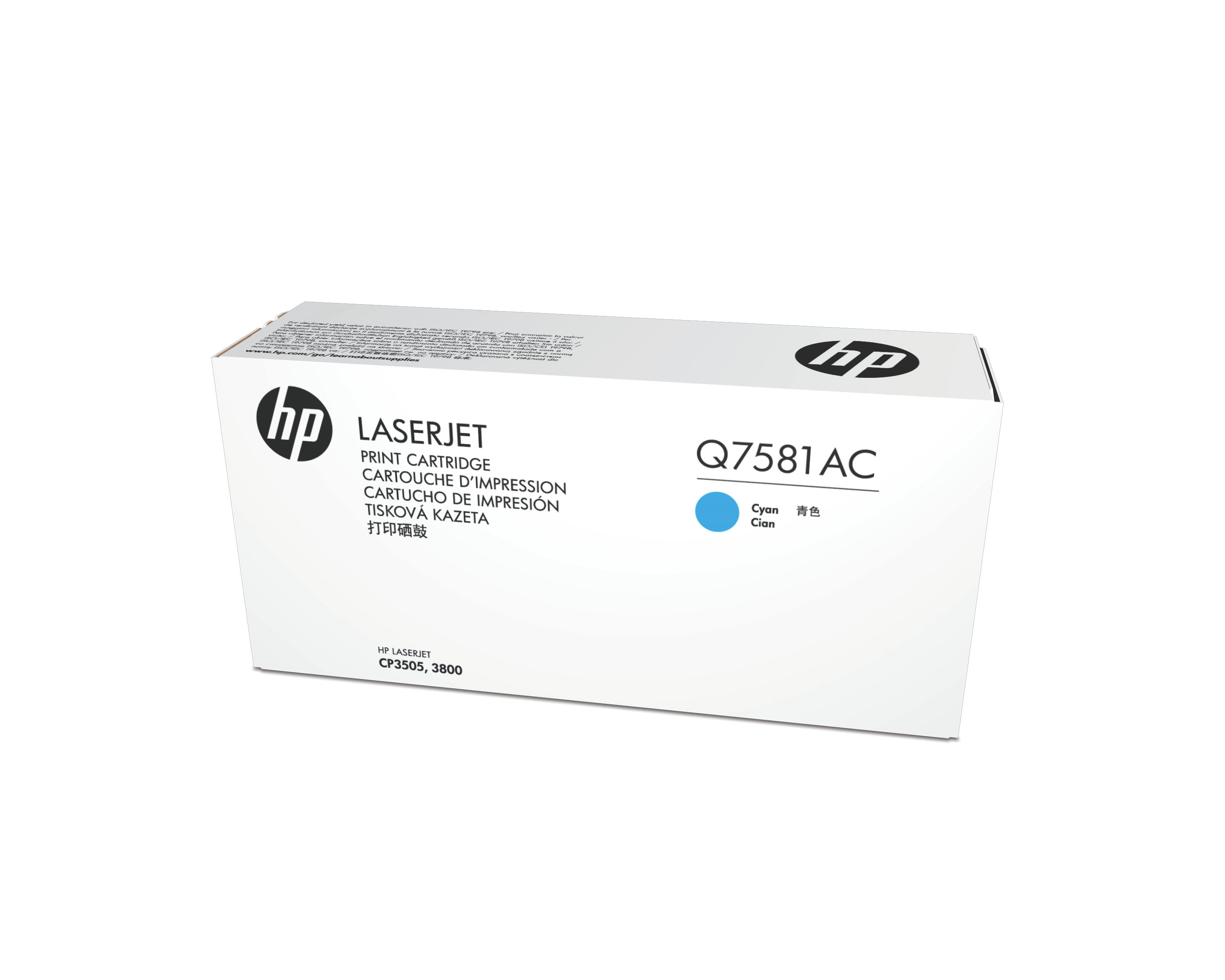 HP 503A Cyan Toner Cartridge - Q7581AC - 6000 Pages - Compatible with HP Color LaserJet 3800/CP3505