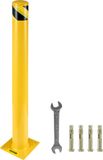 VEVOR Poteau de sécurité, 106,6 cm de haut, barrière de sécurité en tube d'acier revêtu de poudre jaune, poteau de borne avec 4 boulons d'ancrage, pour les zones à trafic sensible