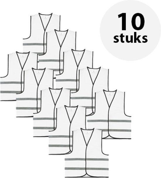 Ciclón Sports Veiligheidshesje - Veiligheidsvest - Volwassene - Wit - 10 stuks