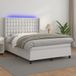 Maison Exclusive - Lit boxspring avec matelas et éclairage LED, blanc, 140x200 cm, similicuir