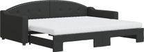 vidaXL Divan-lit avec lit gigogne et matelas 90x200 cm tissu noir