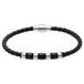 Lucardi - Heren Stainless steel herenarmband gevlochten leer bruin