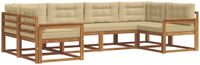 vidaXL Acacia Hout Bank Loungeset 6-Persoons Natuurlijk en Beige