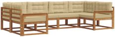 vidaXL Acacia Hout Bank Loungeset 6-Persoons Naturel et Beige