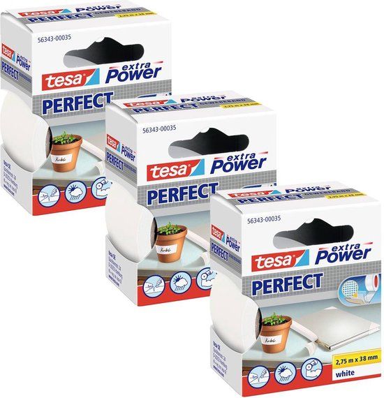 tesa EXTRA POWER PERFECT Textieltape Wit 3 stuk(s)