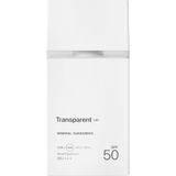 Transparent Lab Mineral Sunscreen SPF50 100 ml - 100% Mineral Sunscreen with Zinc Oxide, Peptides and Collagen, Light Coverage, UVA/UVB and Blue Light Protection, Anti-aging Action