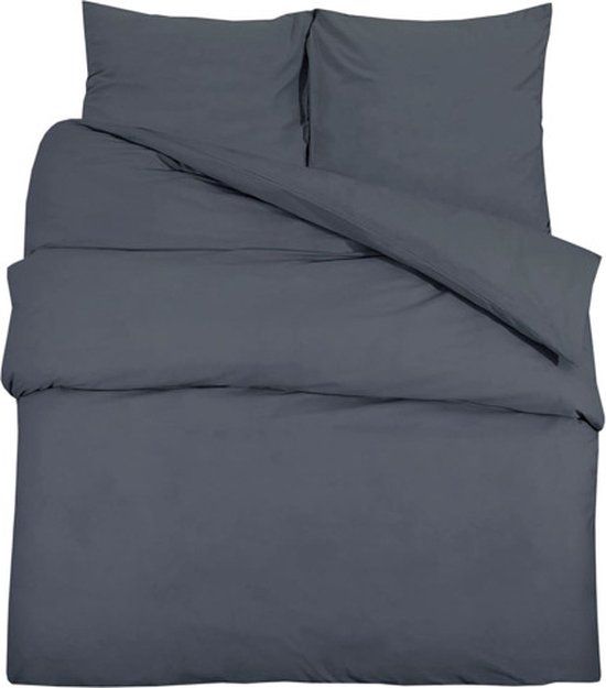 vidaXL Dekbedovertrekset 140x200 cm katoen antracietkleurig