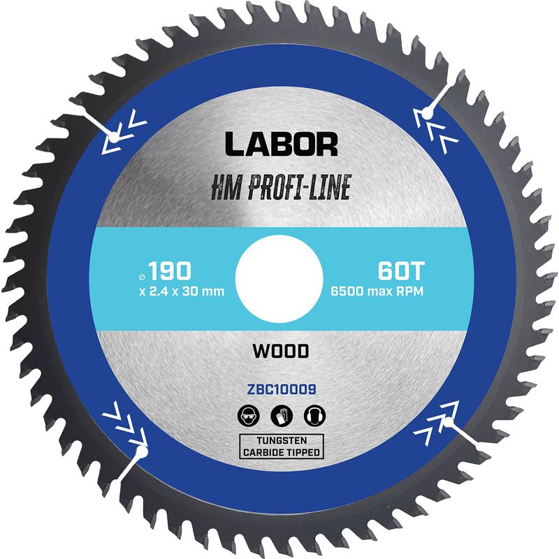 Labor HM cirkelzaagblad hout 190x30x2,4mm 60T