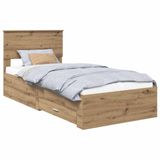 vidaXL Bedframe met lade Artisan Eiken 90 x 190 cm Bewerkt hout